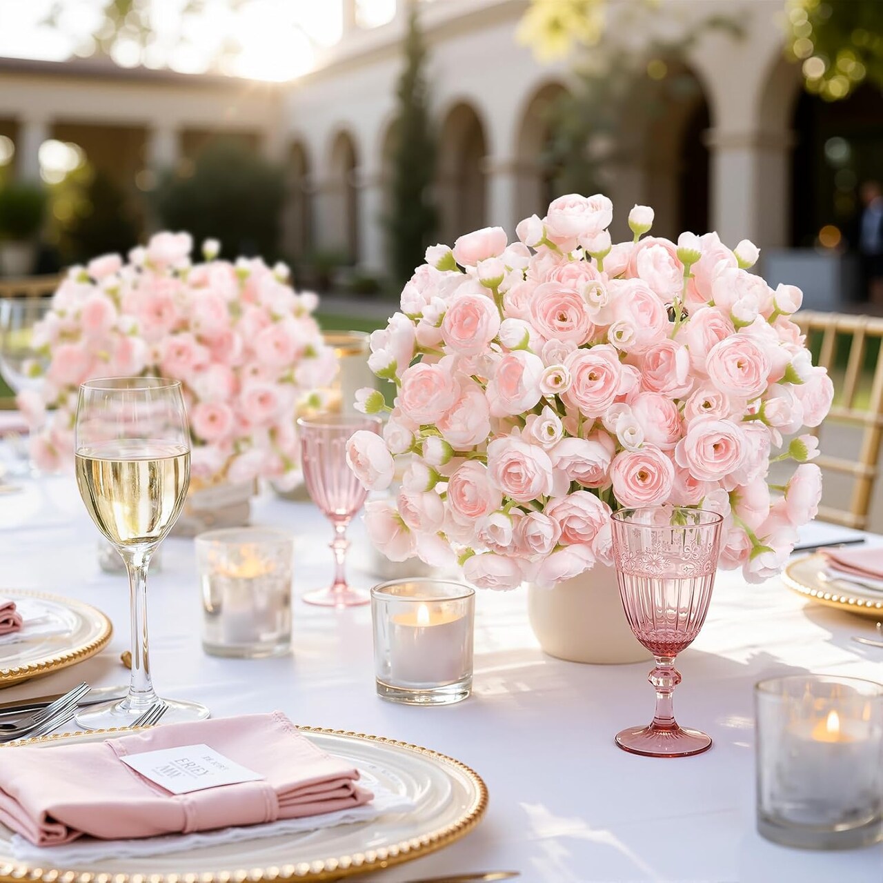 Spring Tabletop Decor – 30PCS Shabby Blush Ranunculus Artificial Flowers, Faux Silk Mini Flowers for DIY Bouquets, Wedding Fillers & Home Decor